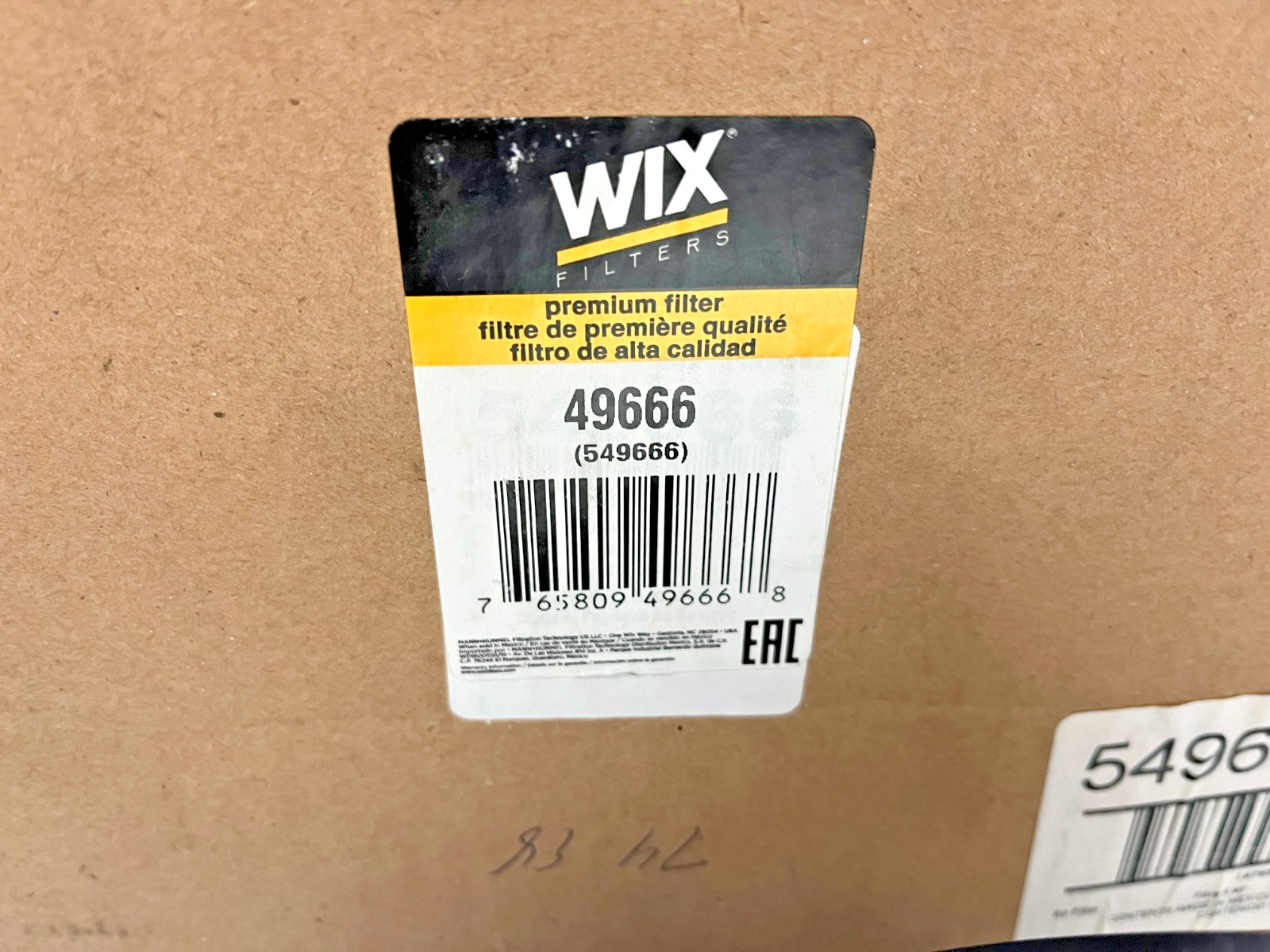 49666 Genuine WIX AIR FILTER 549666