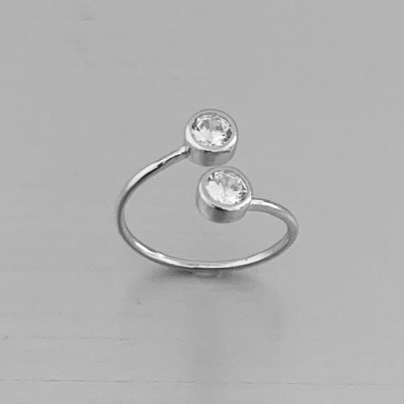 Sterling Silver Round CZ Toe Ring, Silver Ring, CZ Ring