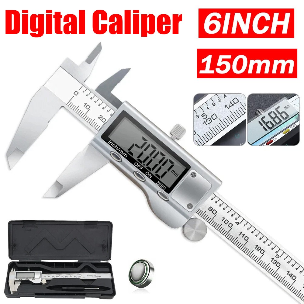 Digital Caliper Micrometer LCD Gauge Vernier Electronic Measuring Tool 6" 150mm