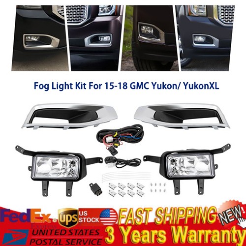 For 2015-2018 GMC Yukon/ Yukon XL Bumper Fog Lights Driving Lamps w/ Wire Switch