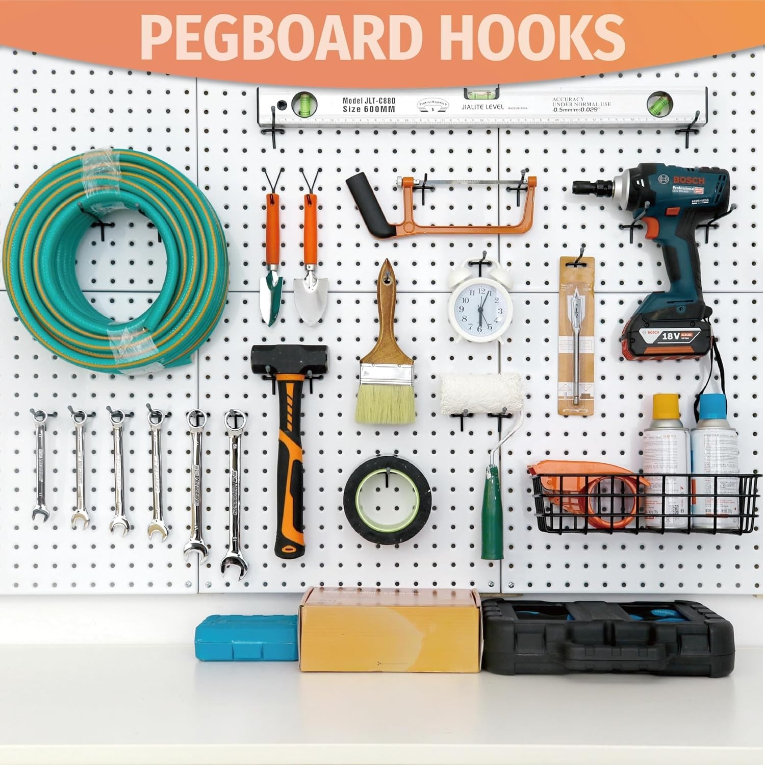 Versatile 50-Piece Heavy-Duty Pegboard Hooks - Fits Standard Boards, Rust-Proof