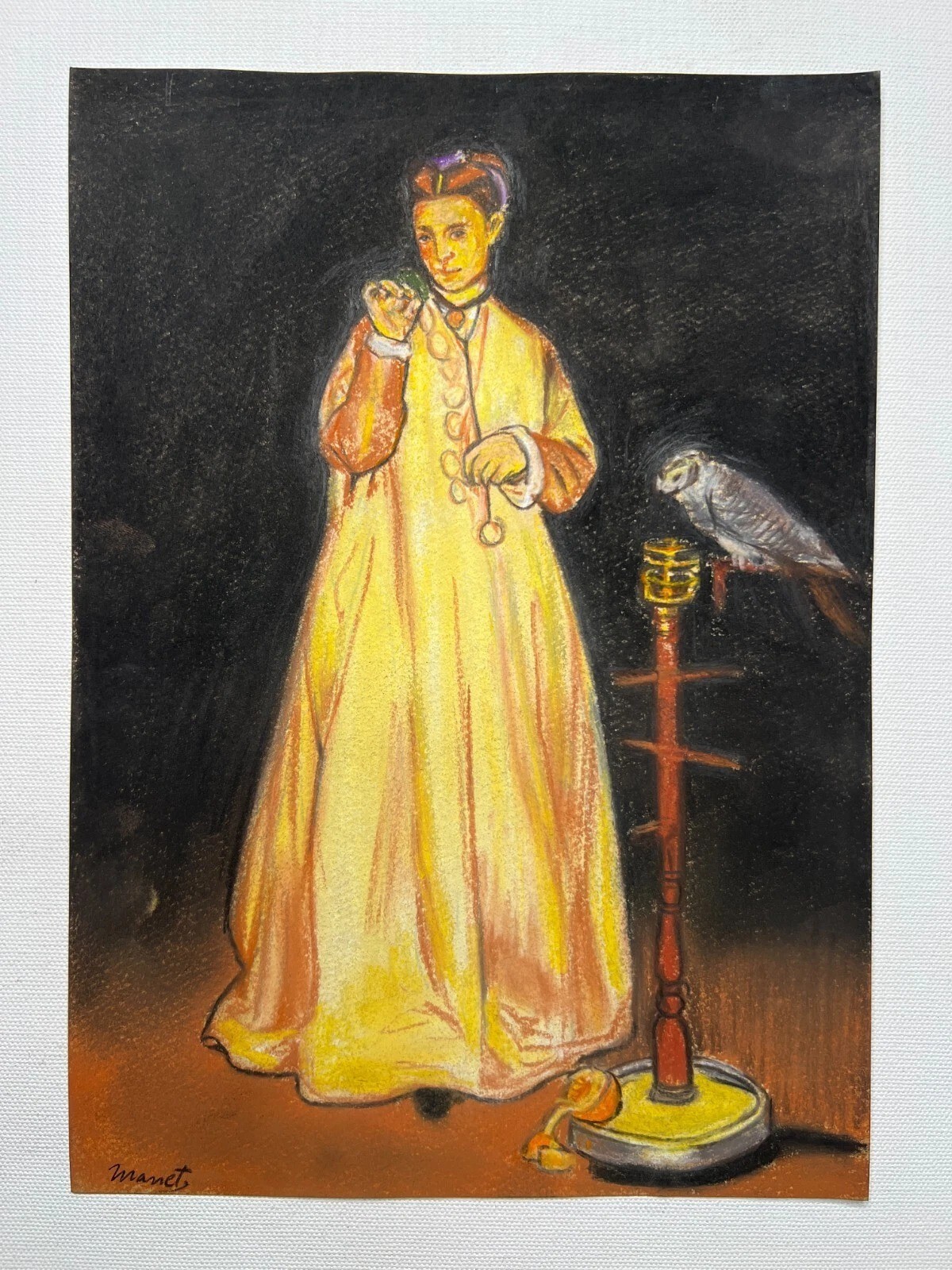 Edouard Manet Drawing on paper (Handmade) signed and stamped mixed media.