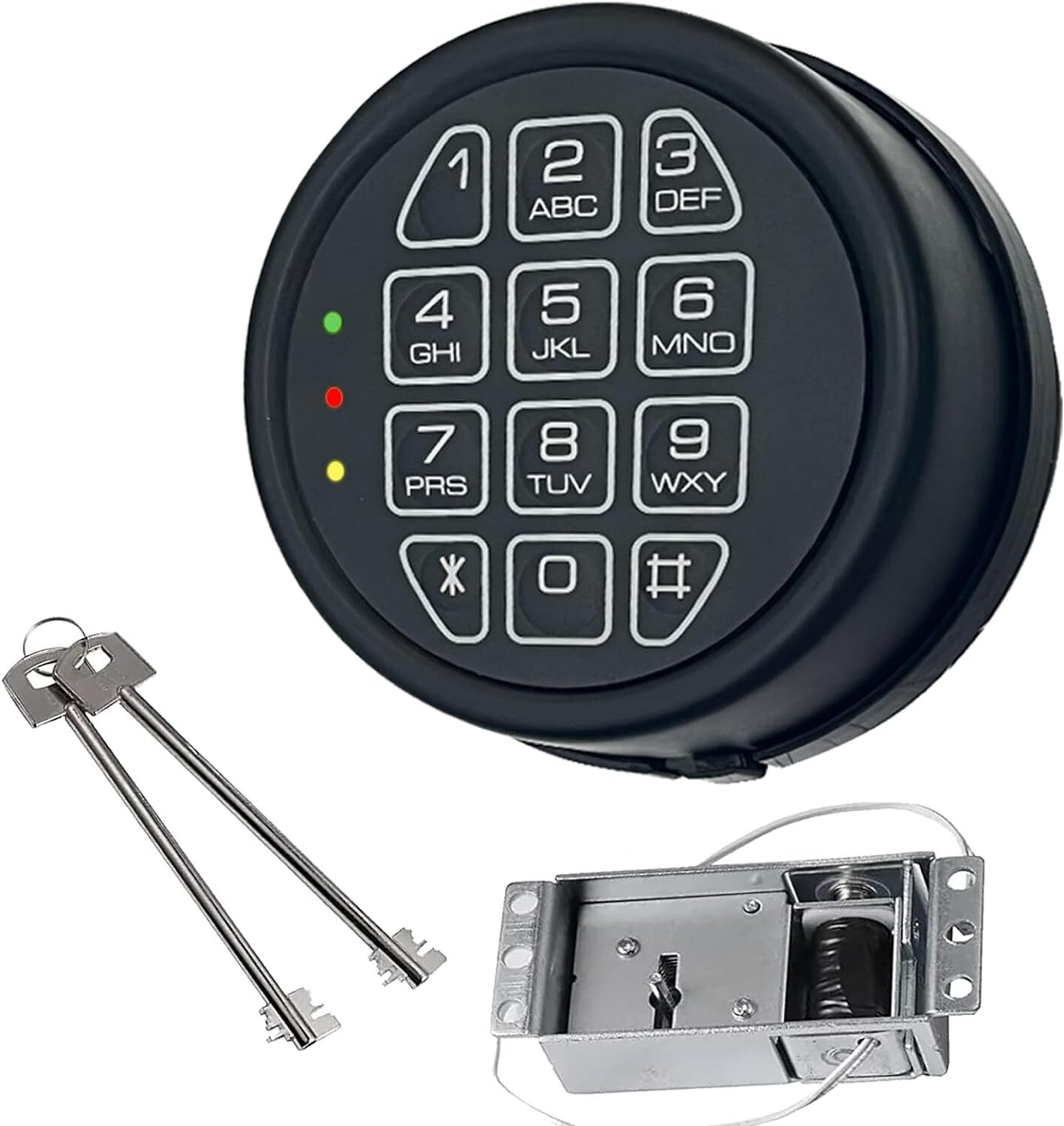 Electronic Gun Safe Lock Replacement Black Keypad with Solenoid Lock & 2 Key