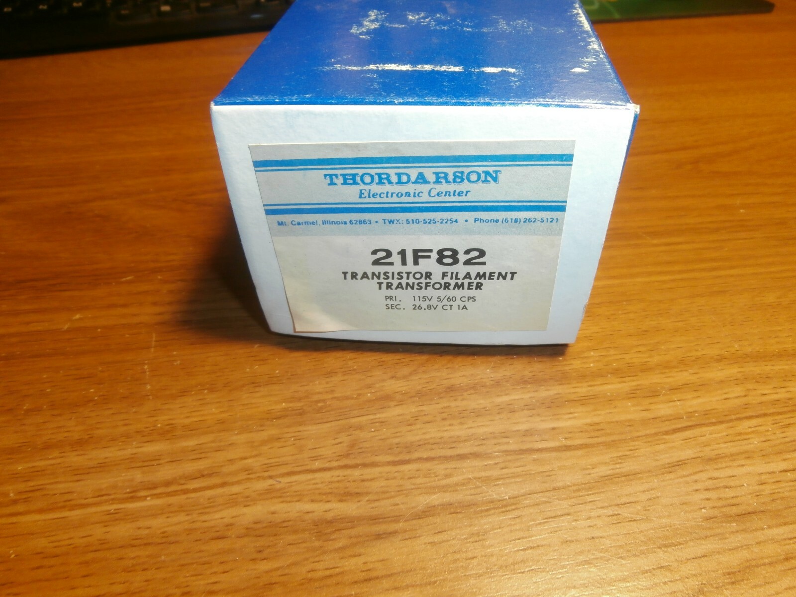 26.8 VCT THORDARSON FILAMENT TRANSFORMER PRI 115V #21F82, 1AMP,NOS