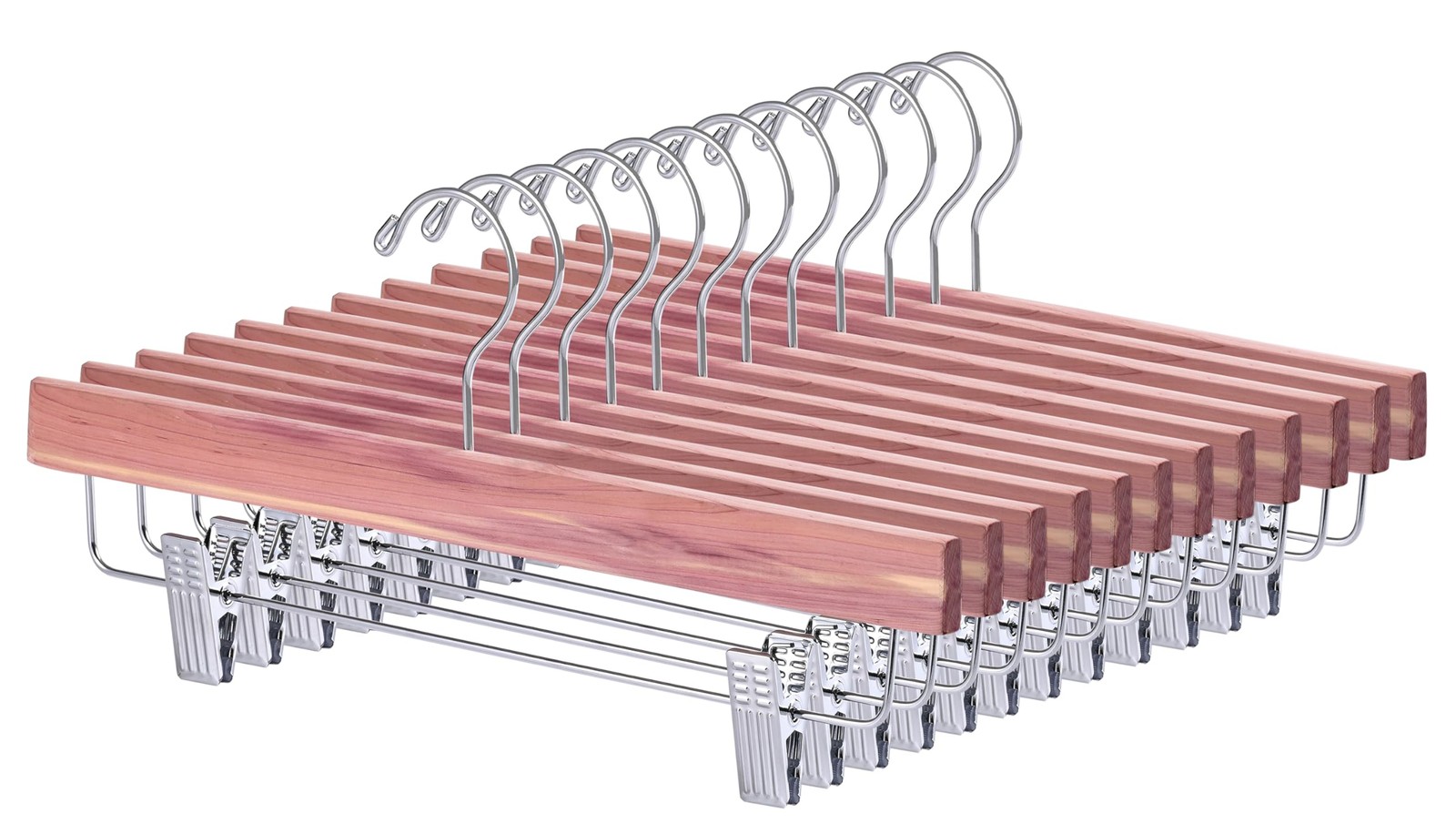 12 Pack American Red Cedar Wood Pants Hangers, Natural Cedar Wooden Slacks Sk...