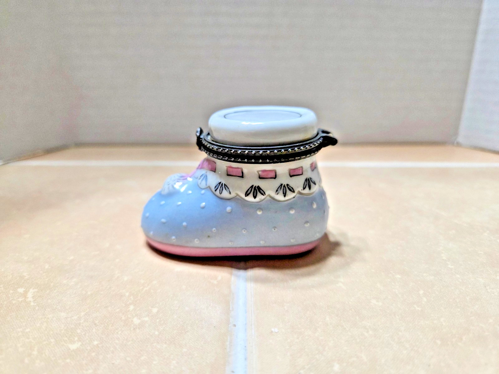 Trinket Box, Blue Baby Shoe