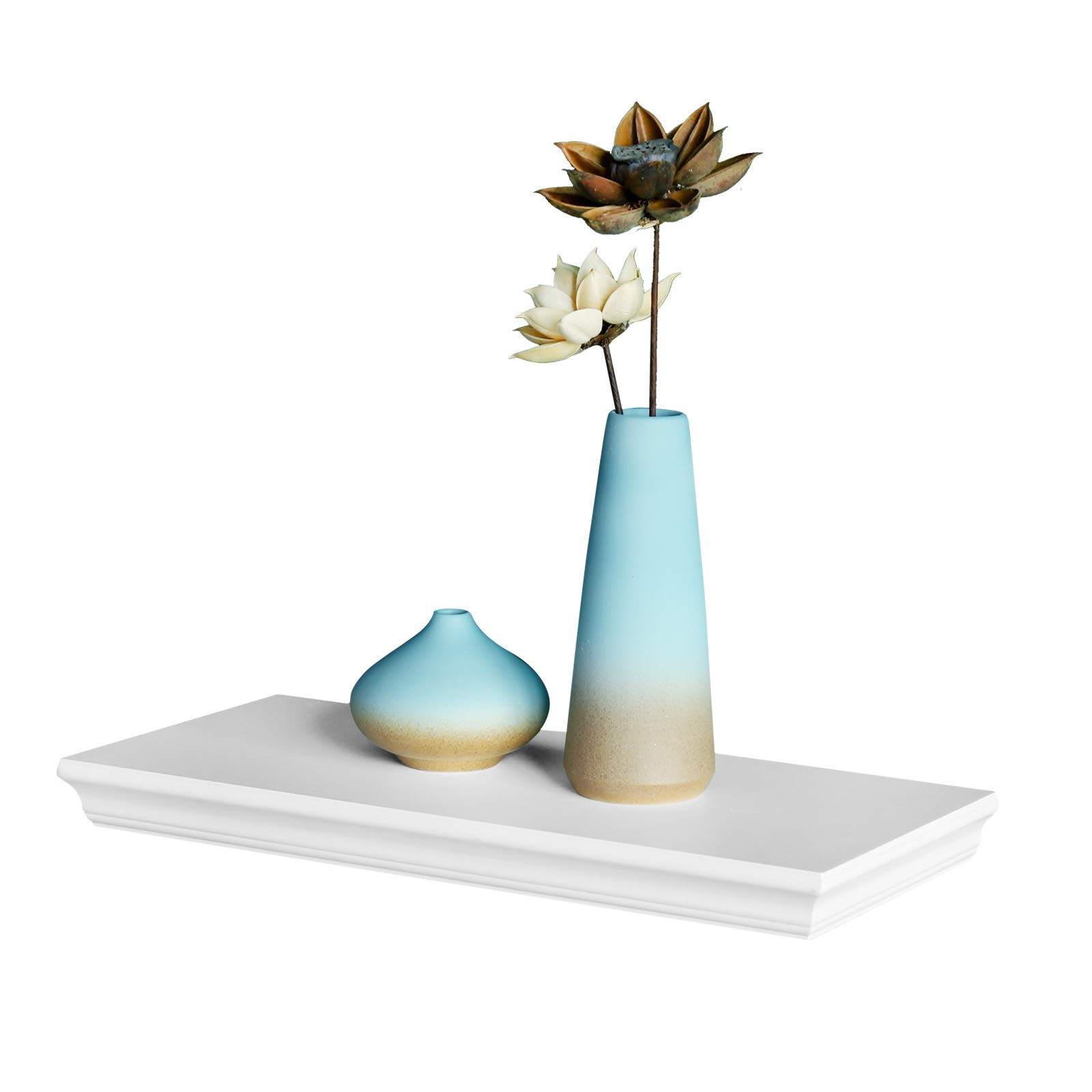 8" Deep Floating Shelves Wall Mounted Shelf (White, 16inch)