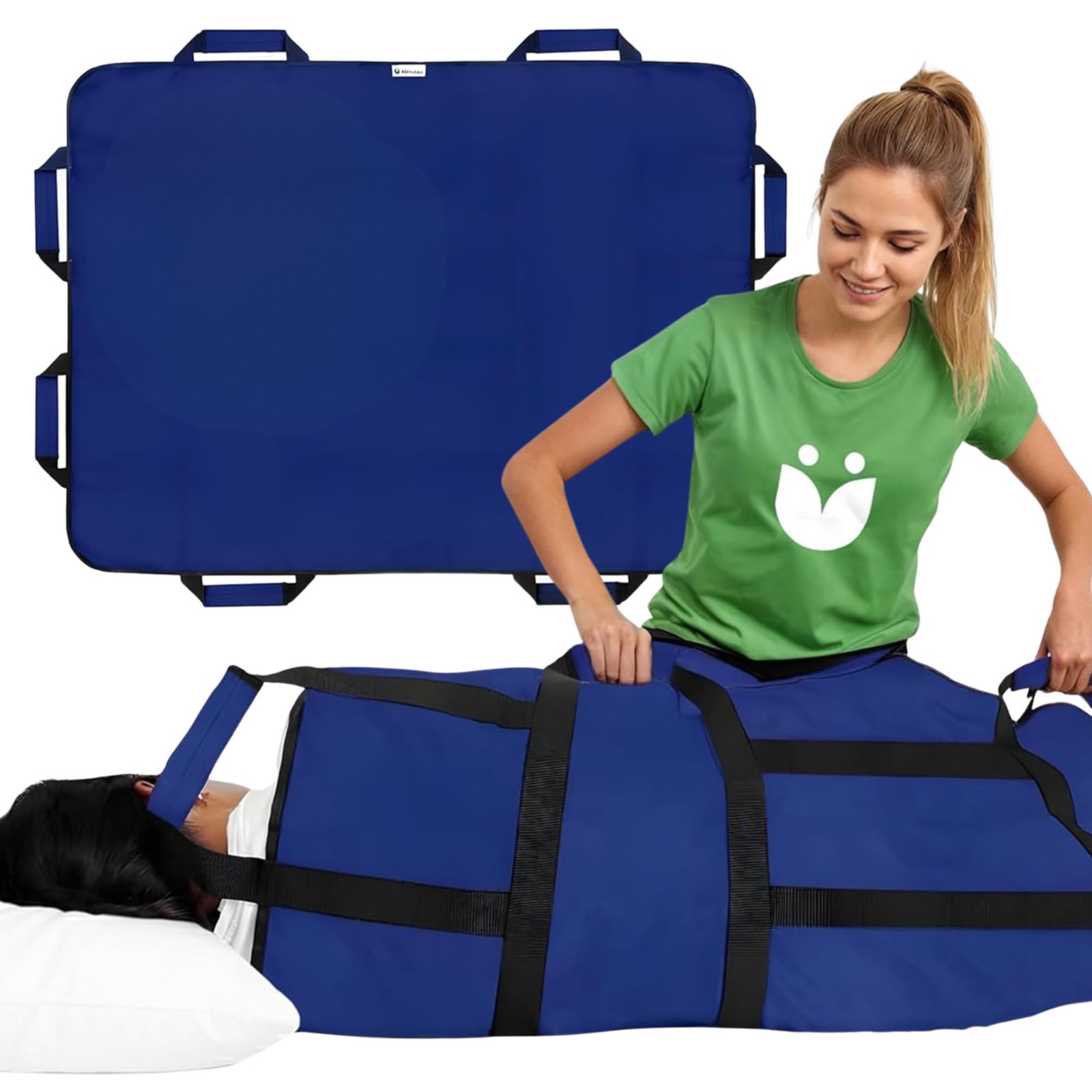 Washable Bed Pad with 8 Handles - Quick-Dry Transfer Sheet for Lifting & Reposit
