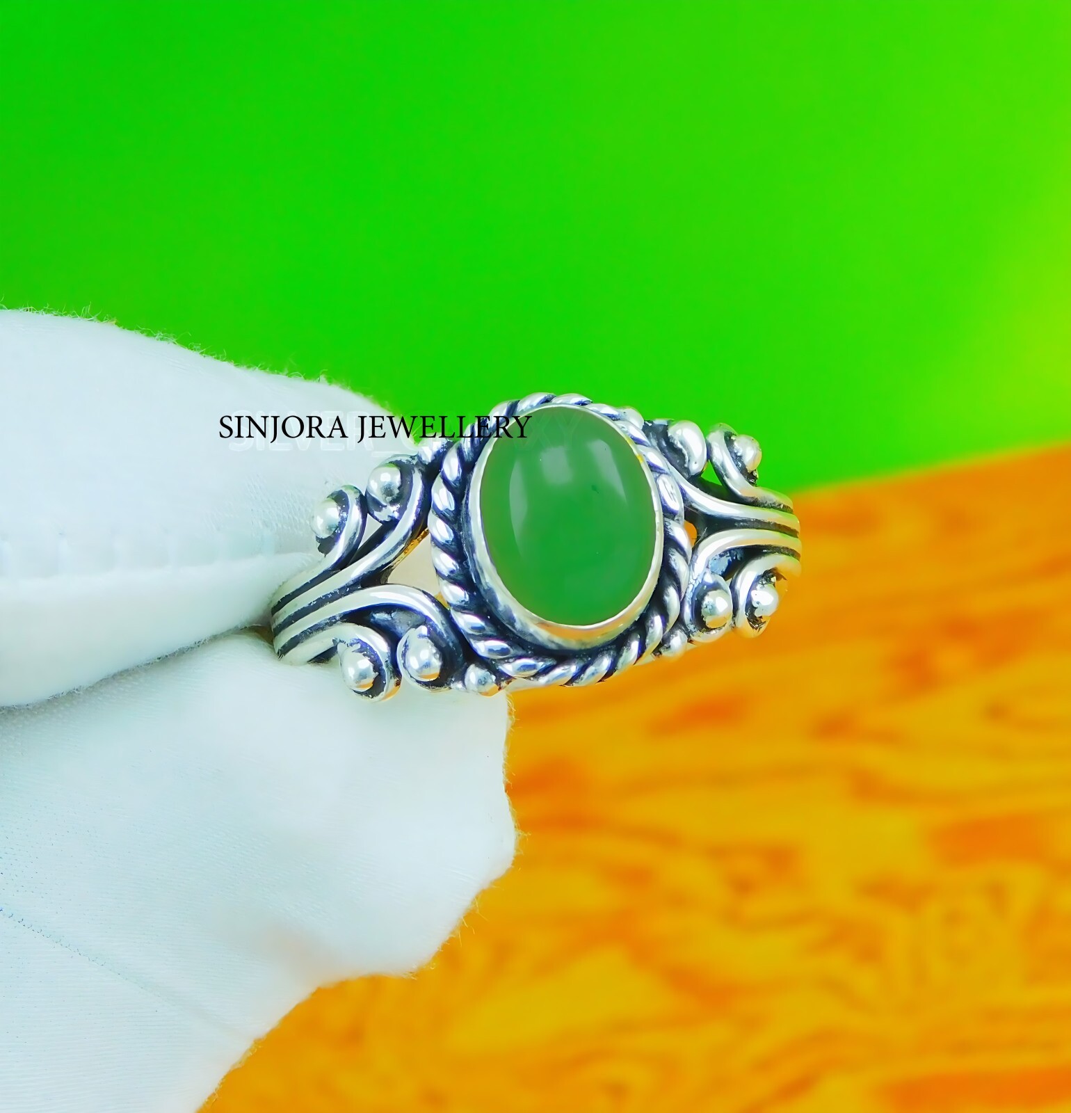 Green Jade Gemstone 925 sterling silver handmade Gift Ring US size 5 to 10