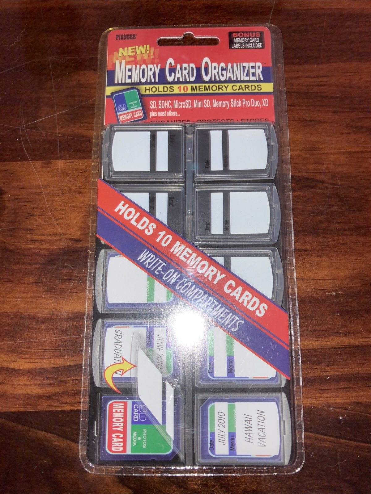 Pioneer Memory Card Organizer, Holds 10 Memory Cards.