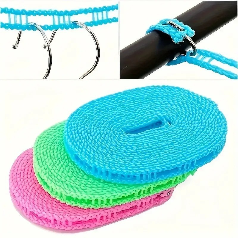 3 Pack Portable Windproof Clothesline Clothes Drying Rope for Camping Travel