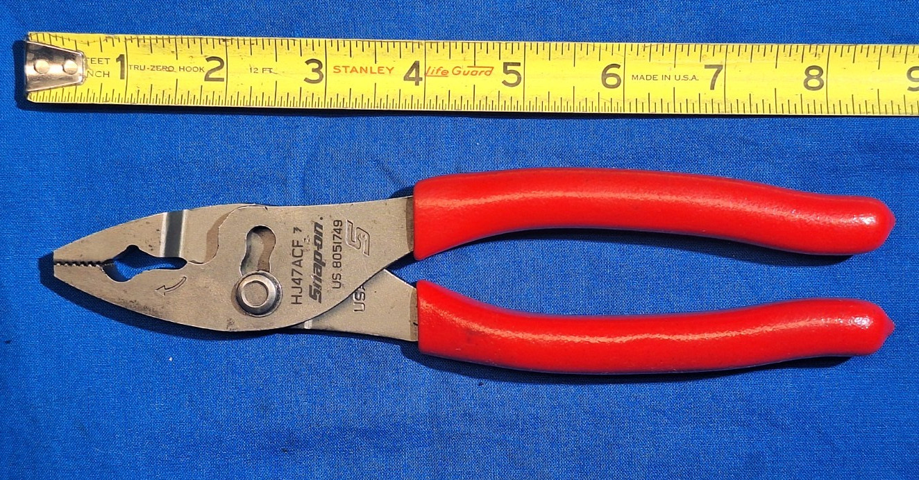 Snap-On HJ47ACF 8-1/2" Talon Grip Flank Jaw Slip-Joint Pliers Red