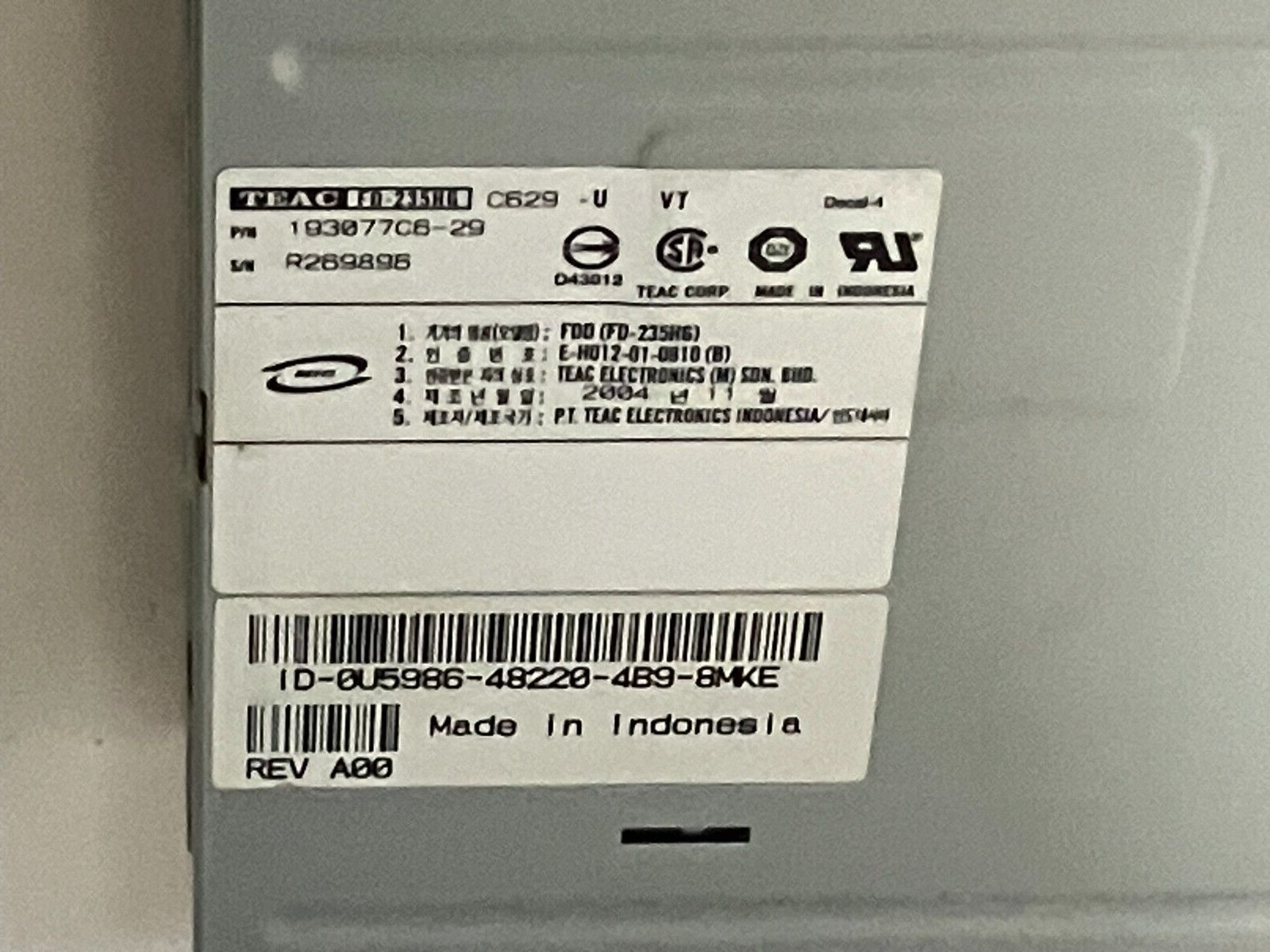 TEAC U5986 FLOPPY DRIVE TEAC FD-235HG