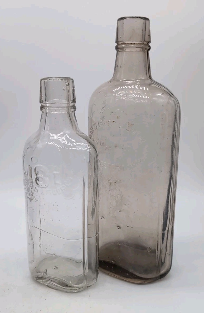 Pair Pre Pro Whiskey Bottles Bridgeport Ohio Old 181 Acorn Liquor Main Street