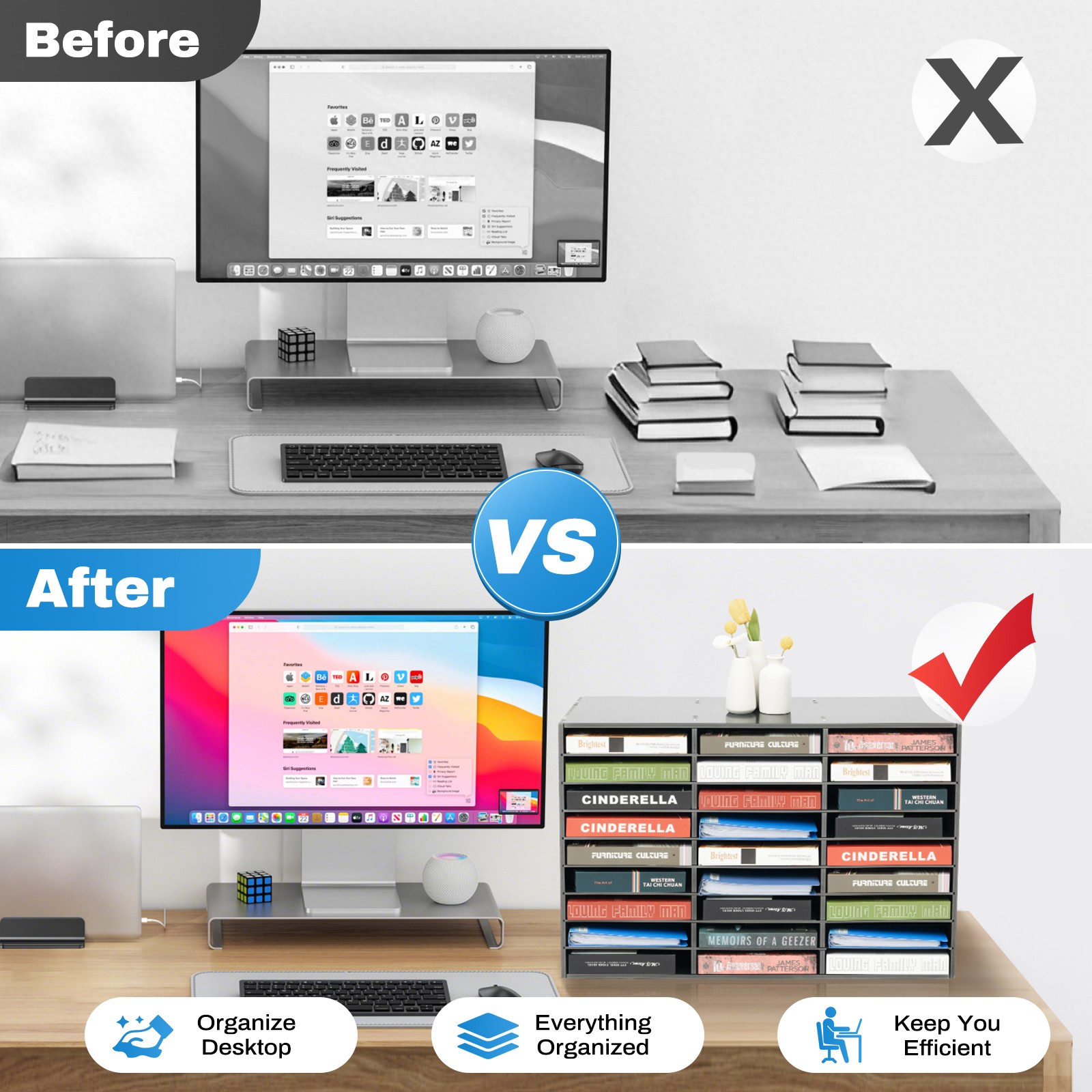 Modern 27 Slots File Storage Cabinet Literature Organizer Black 80*30.5*55.1cm