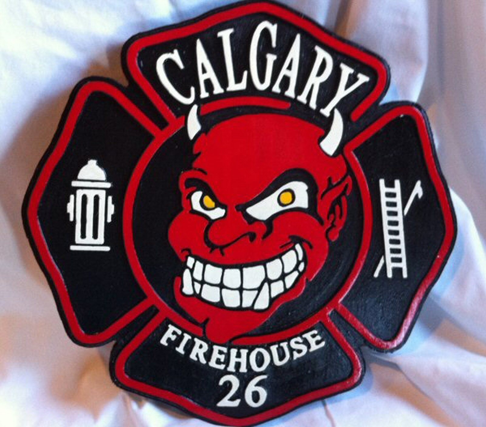Fire Department Calgary 3D routed wood plaque patch sign Custom