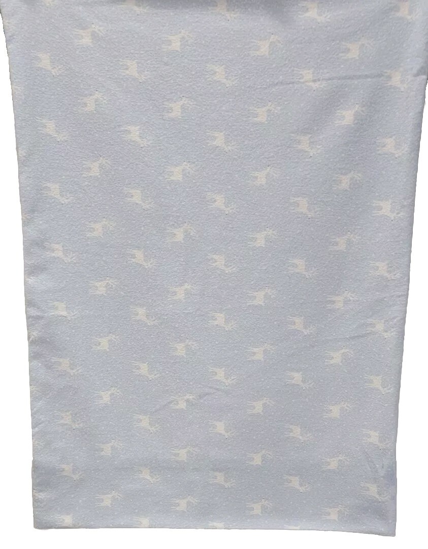 2 Light Blue Flannel Pillowcases W/ Little White Deer. 21 X 27 Standard