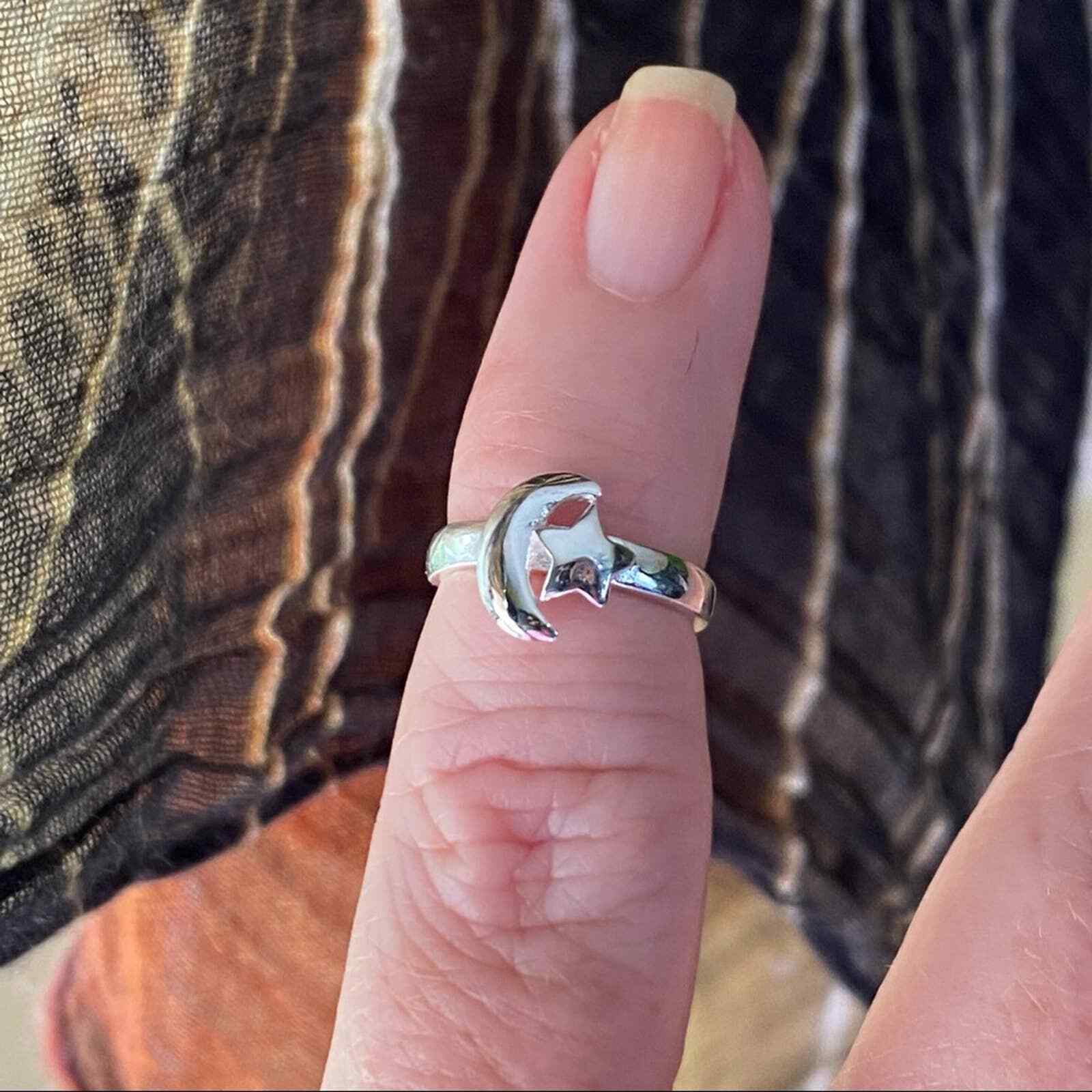 Moon And Star Sterling Silver Toe Ring Midi Ring Star Toe Ring