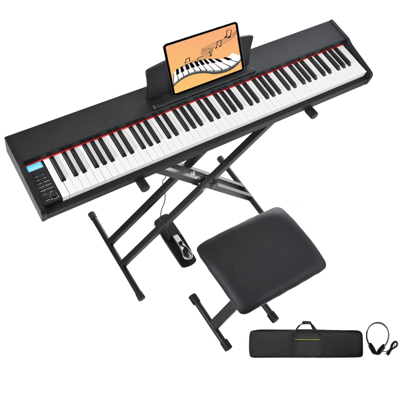 Digital Piano 88 Key Weighted with Piano Bench, 88 Key Full Size Semi Weighted K