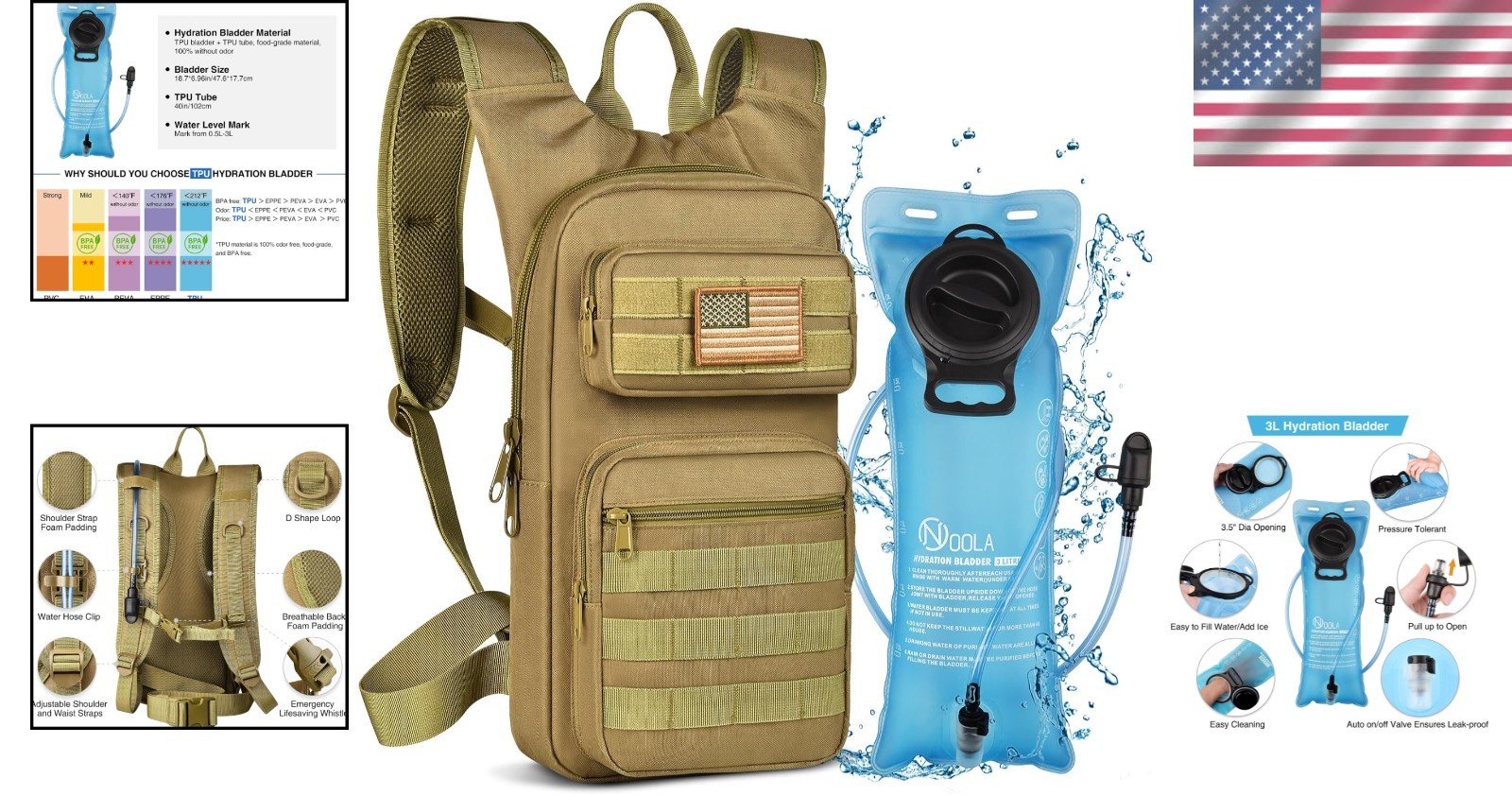3L Tactical Hydration Backpack for Hiking & Sports - Molle-Compatible & Durable