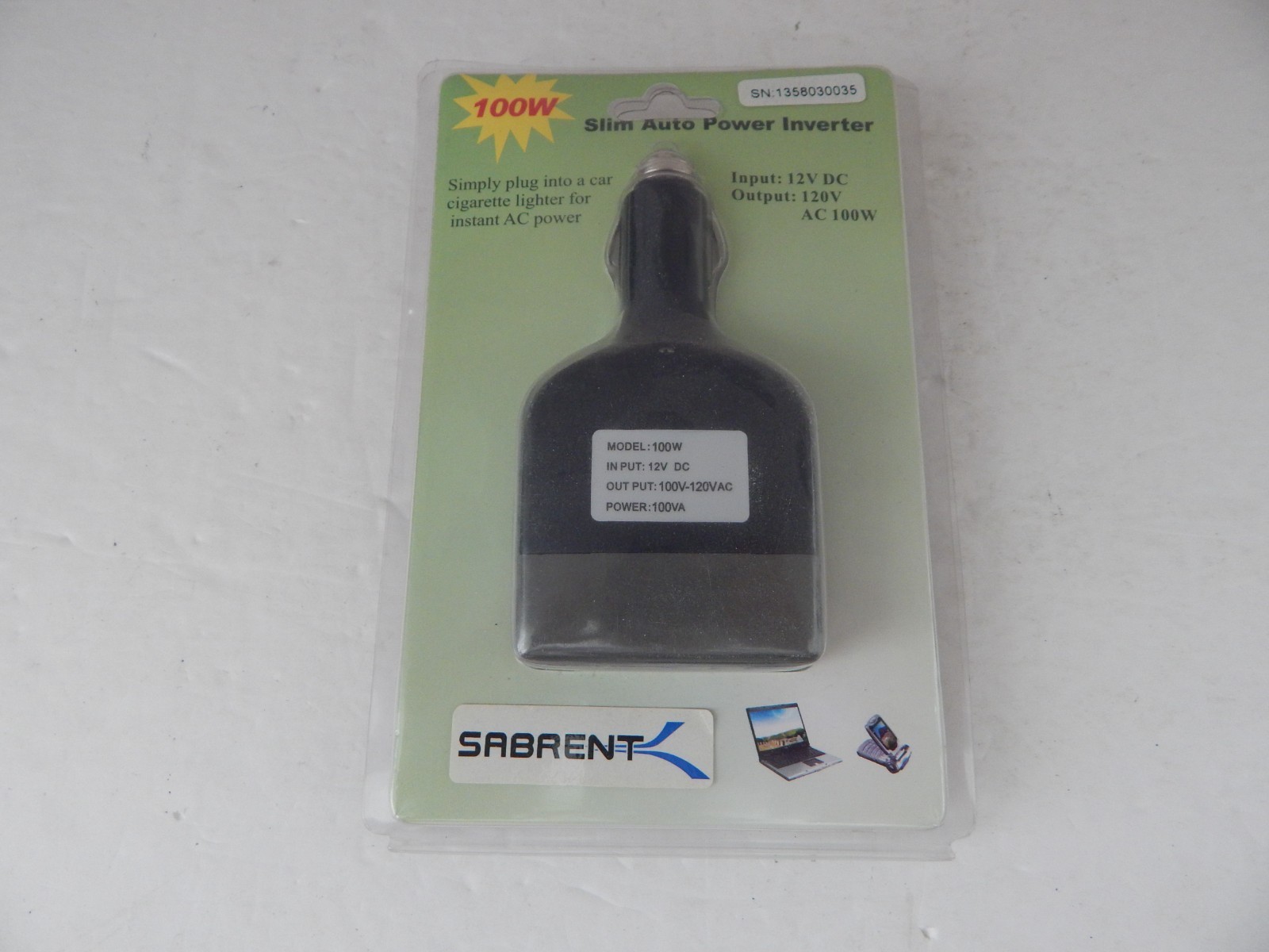 Sabrent Universal 100W Slim Automotive DC to AC Power Inverter New