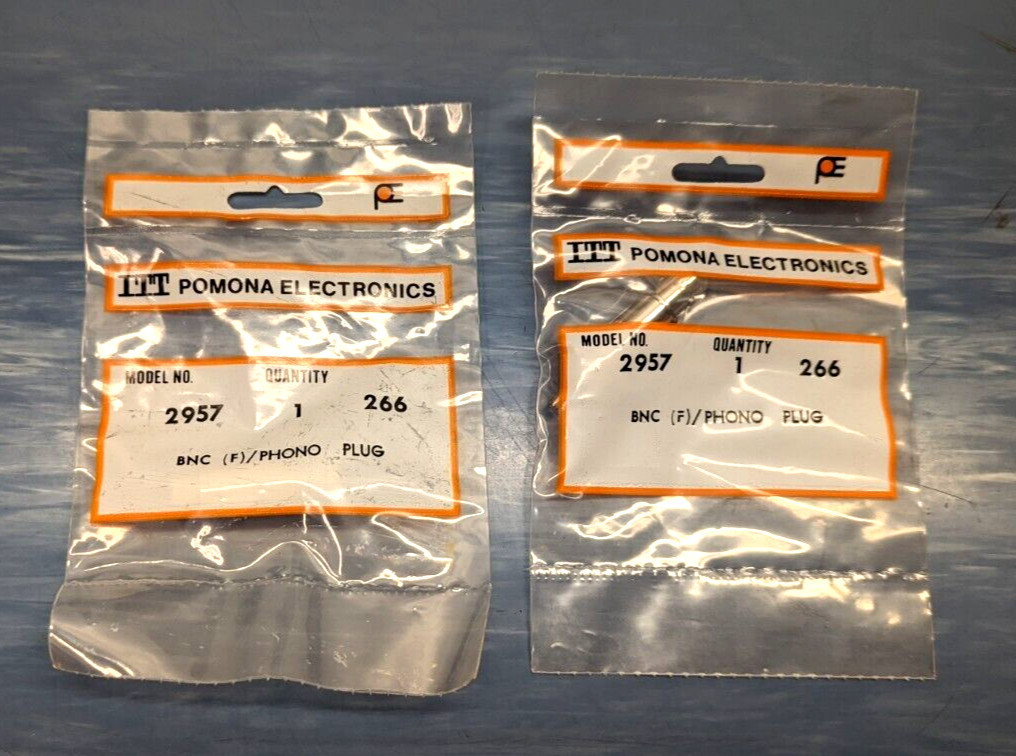 2x Pomona Audio / RF Adapter BNC (M) Male to RCA Phono Jack (M) Male, NOS Bagged