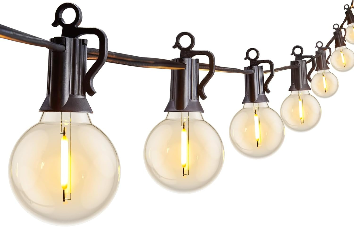 Outdoor String Lights 29 Feet G40 LED Patio Lights, Plug-In, 13 Plastic Edison B