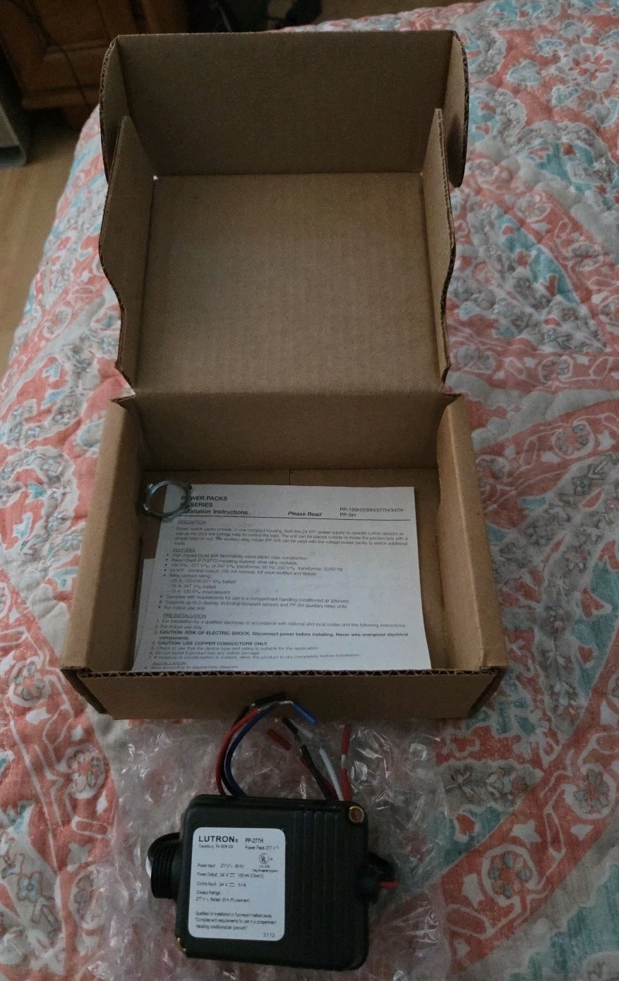 New Lutron PP-277H Motion Sensor Power Pack Transformee,  277Vac 24VDC, J18
