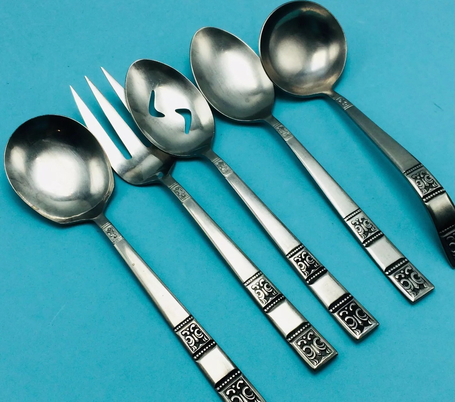 5 Supreme Cutlery Serving Pcs Towle TWS74 Stainless Spoons Meat Fork Ladle