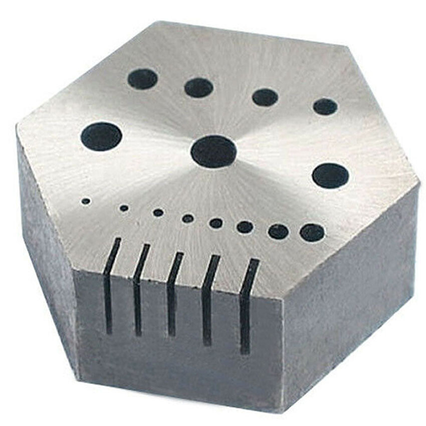 Hexagonal Riveting Anvil Jeweler Multi-Functional Bench Hex Steel Block Drilling