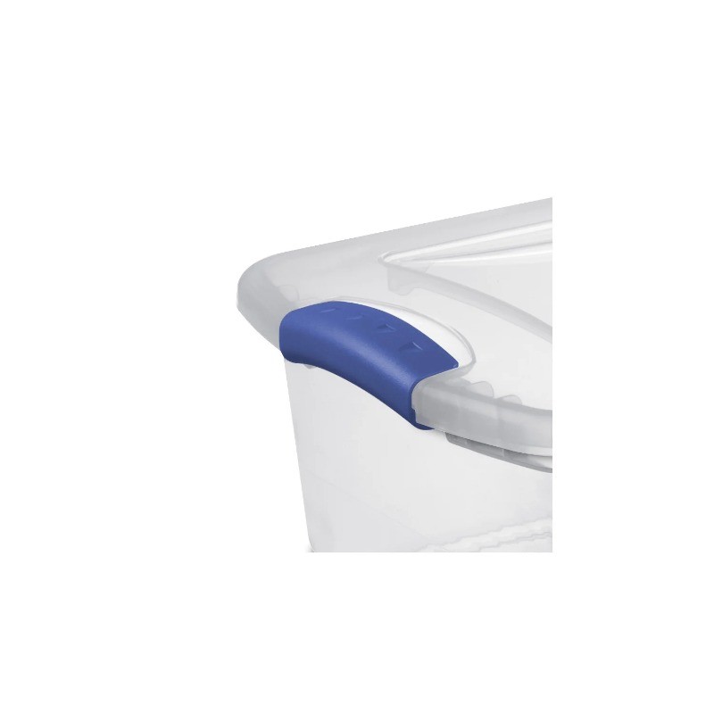 (3 pack) Sterilite, 15 Quart Clear Storage Bin, Latch Box Storage Container,Blue