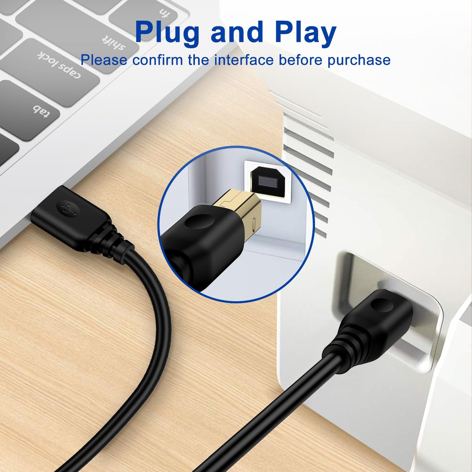USB Printer Cable 6FT Type A to Type B Printing Cable, High-Speed Print Cord ...