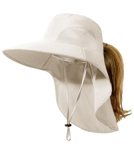 Sun Hats for Women UPF 80+ UV Protection Wide Brim One Size 01-hot Color Beige