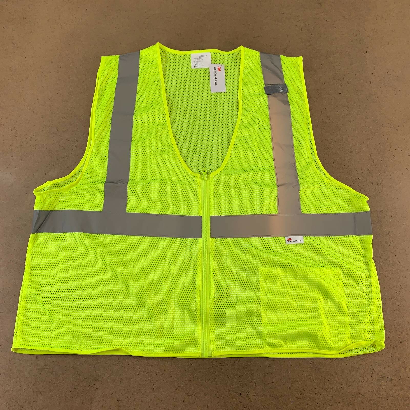 Reflective Apparel Mens 3M Hi Vis Safety Vest Green V Neck Mesh Zipper 3XL New