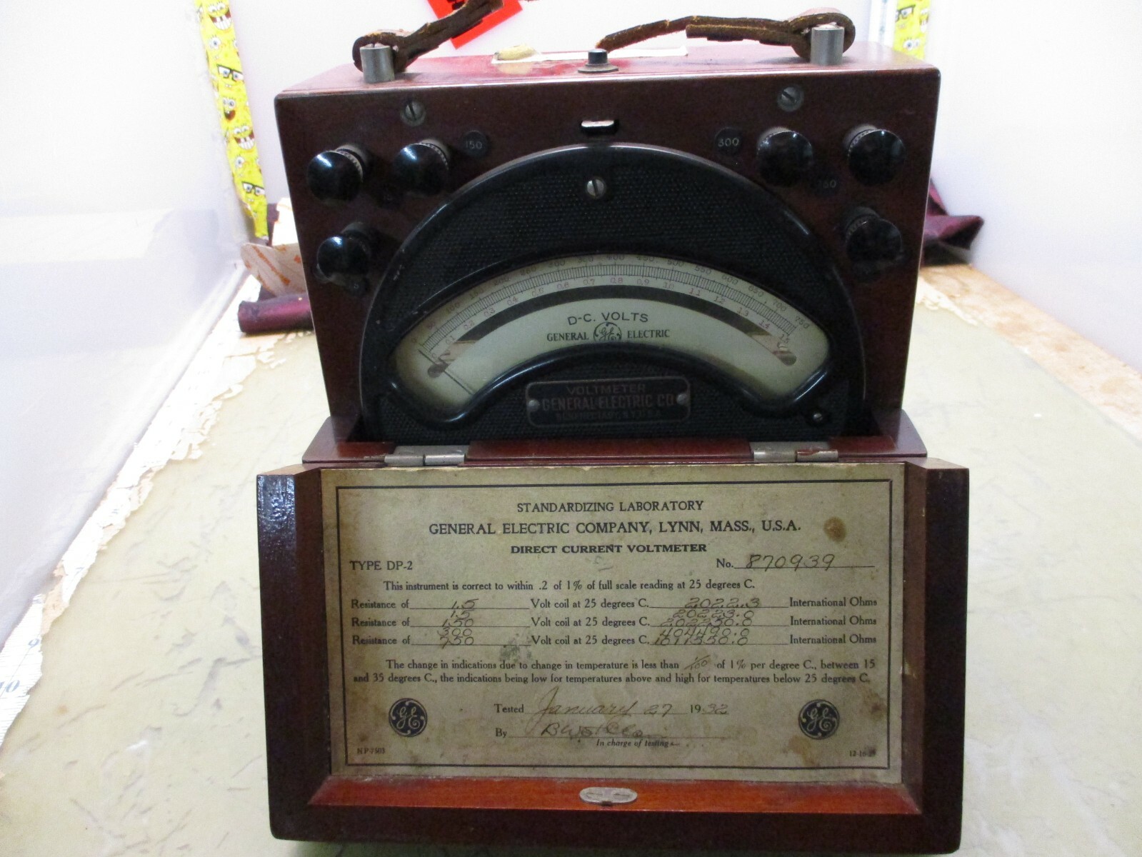 vintage 1932 general electric voltmeter dp-2 [3*D-23]