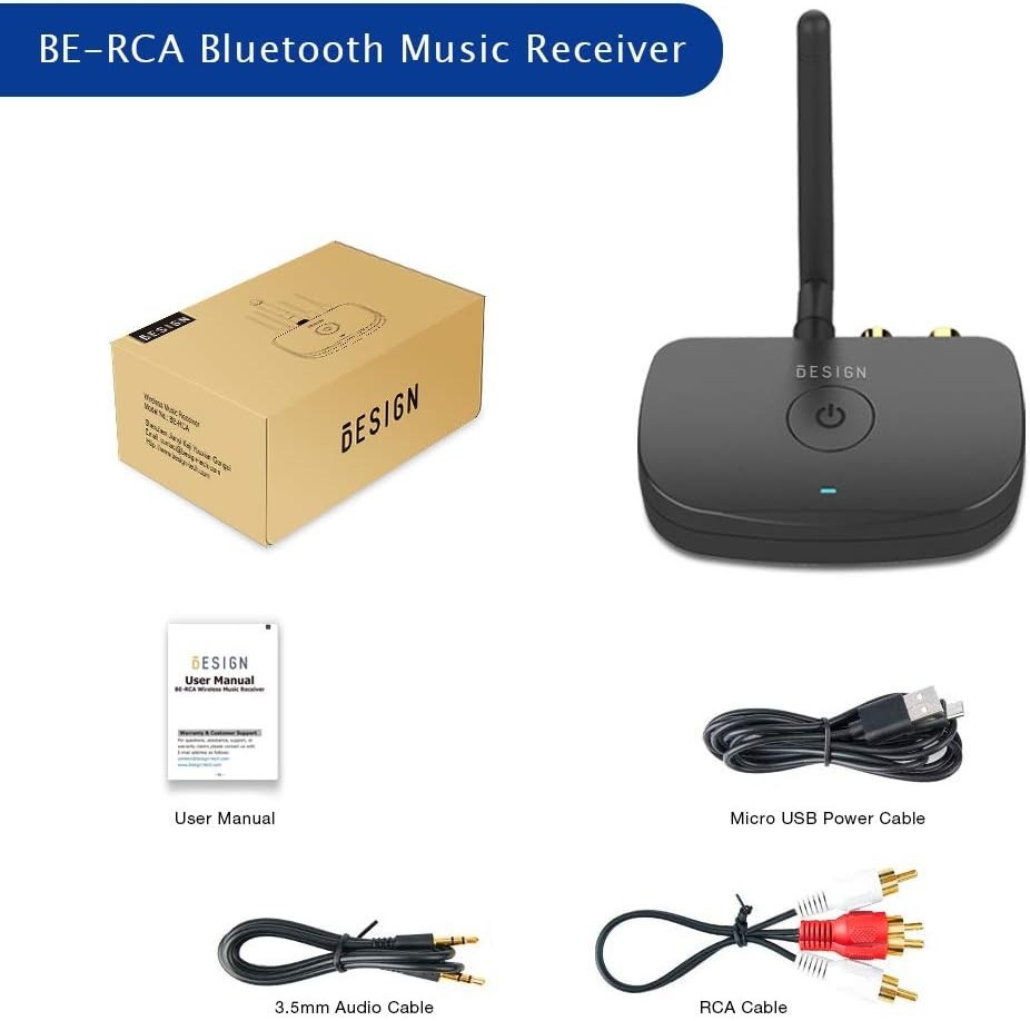 Transform Your Wired Speakers with BE-RCA Long Range Bluetooth Receiver - Black