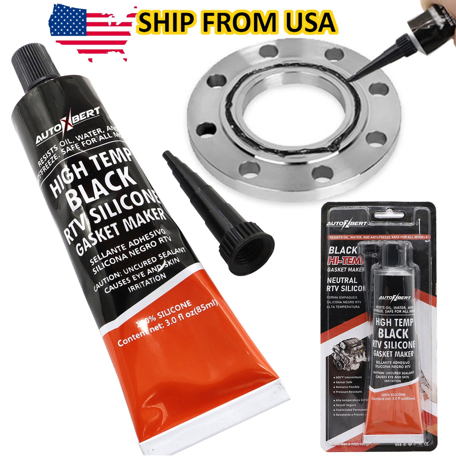 Gasket Maker RTV silicon high temp sealer instant sealant oil resist 3.7oz Black