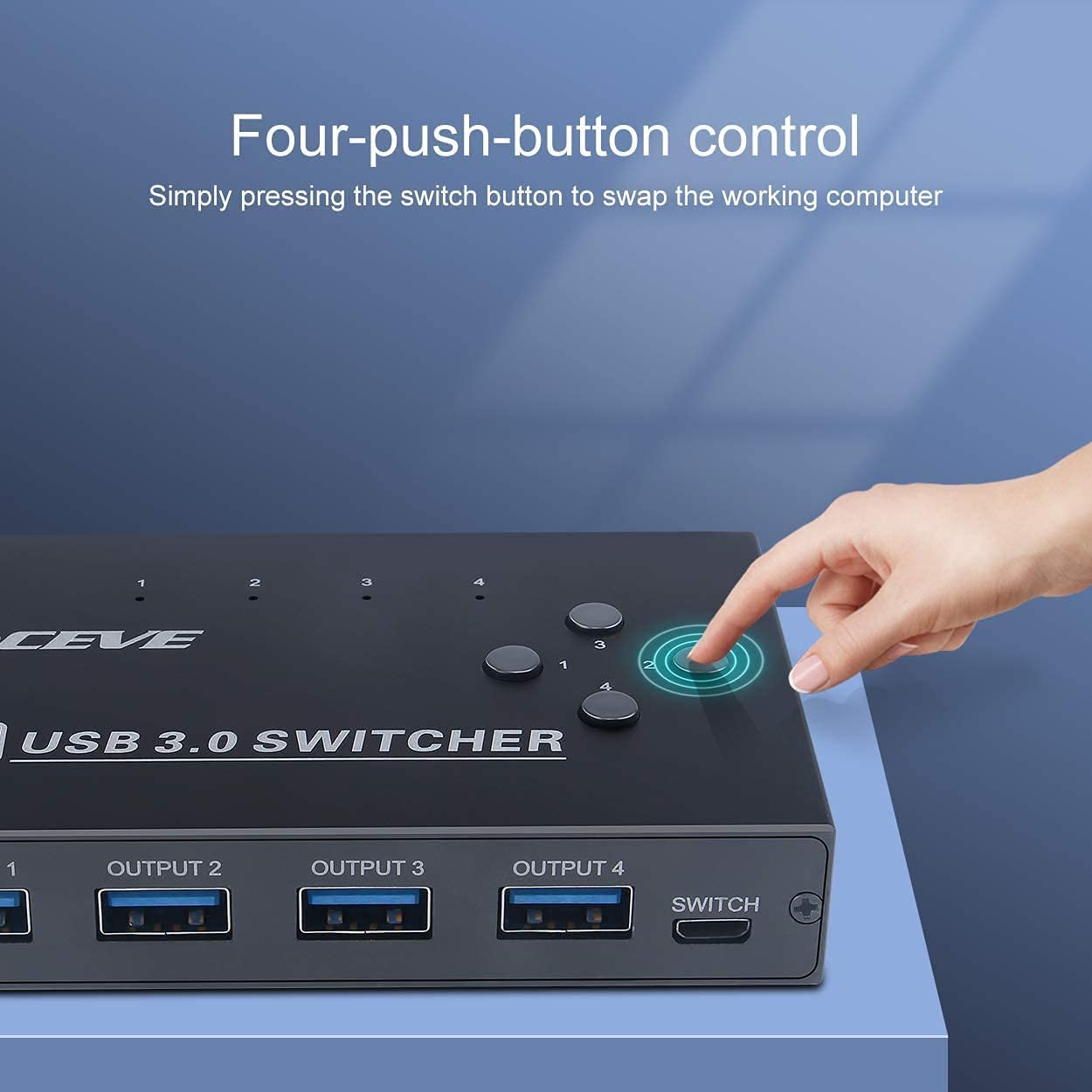 USB 3.0 Switch, USB Switcher Selector 4 Computer Sharing 4 USB Devices Printe...
