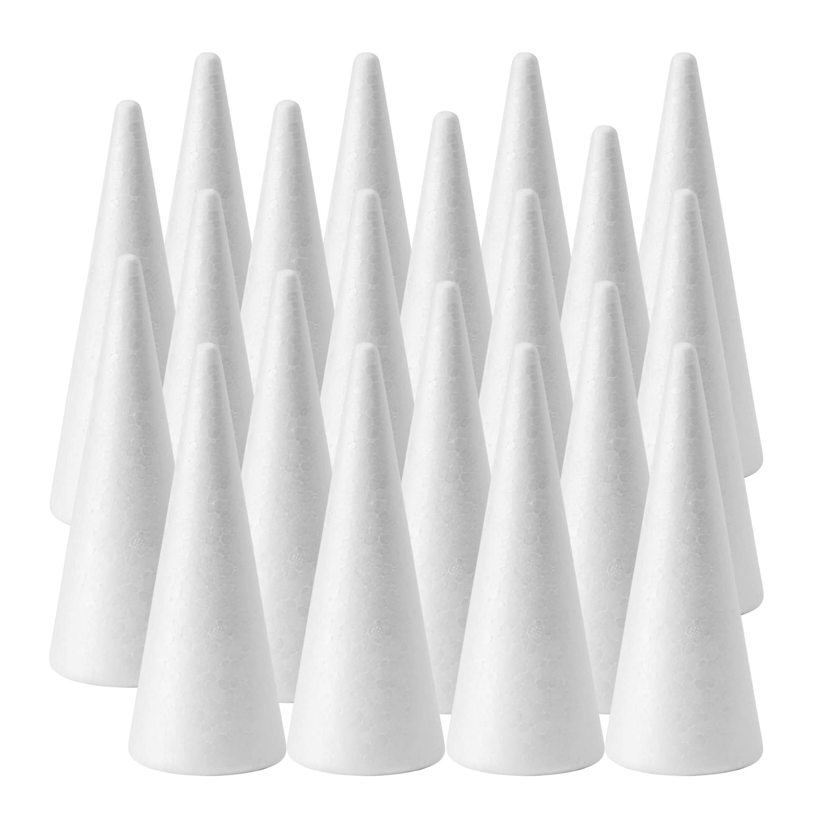 20 PCS White Polystyrene Craft Foam Tree Cone Shaped Decor 2.9x7.9 Inch