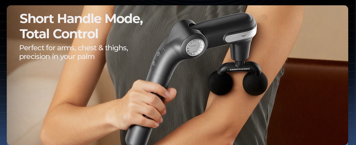 Foldable Massage Gun with Dual-Ball Head, Adjustable Head & Extendable Handle,