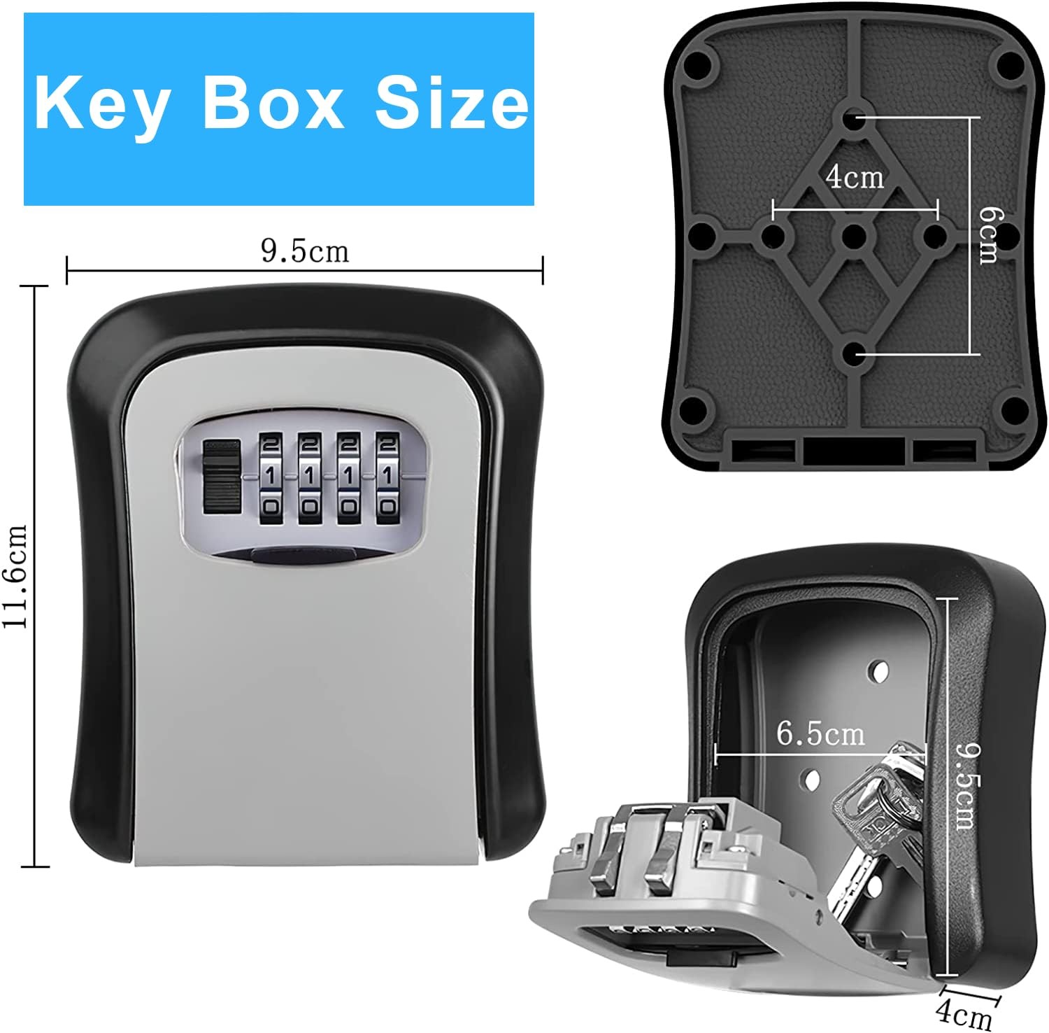 TTRWIN Key Lock Box, Resettable 4 Digit Combination Spare 1 Pack, Gray-116