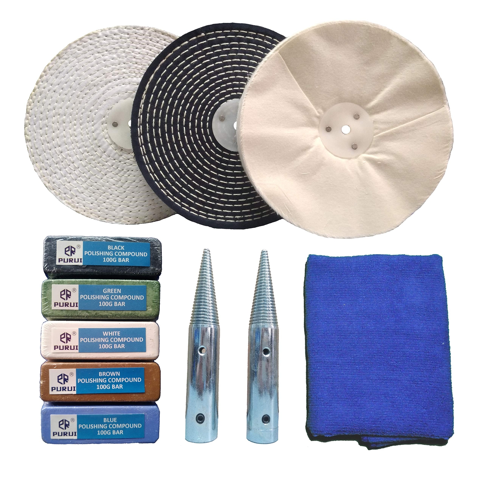 Purui 8 Inch Bench Grinder Polishing Kit For All Metals Kit Includes 3pc 8 Inch