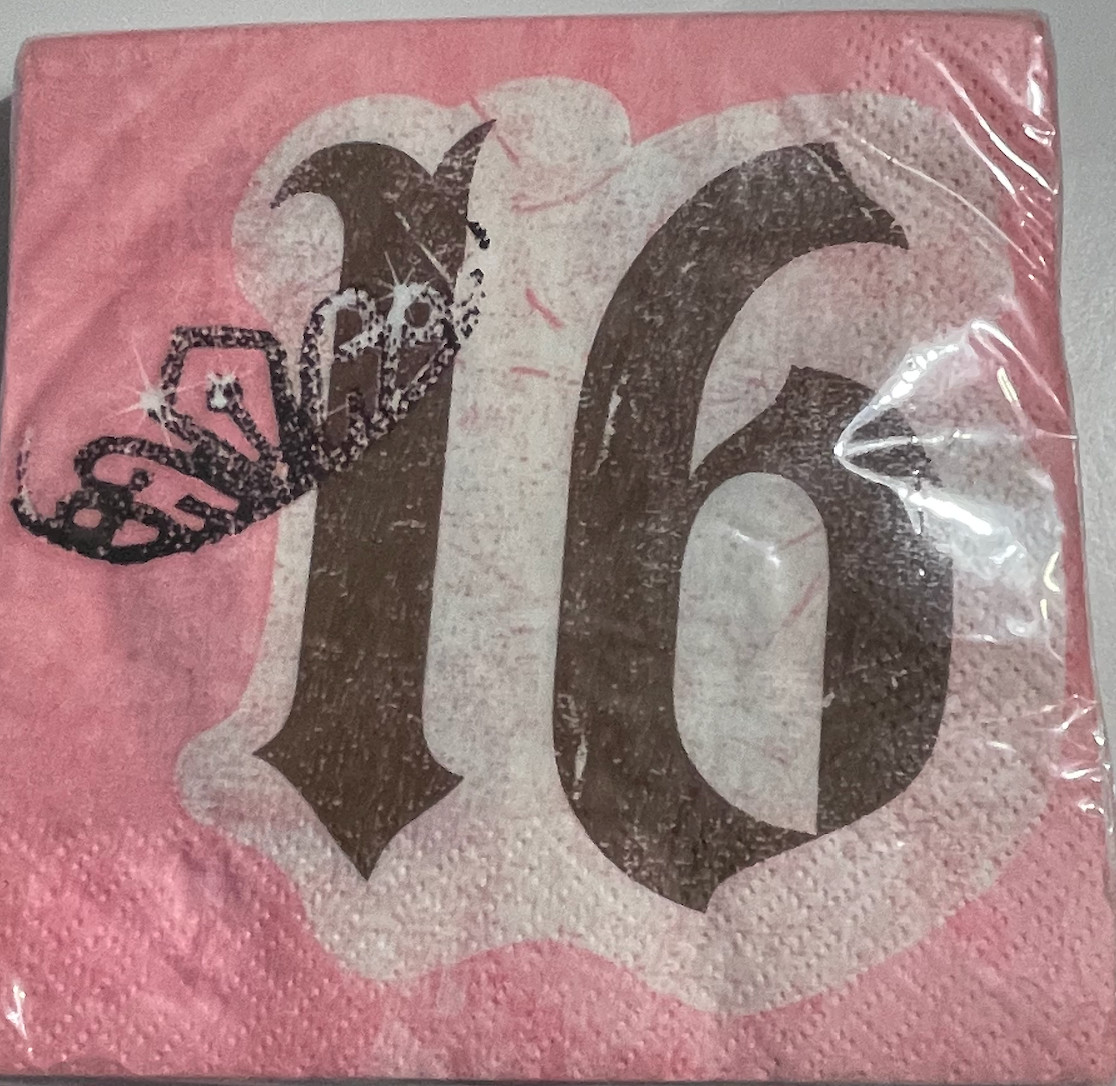 HALLMARK SWEET 16 SIXTEEN TEENAGER CHILD KIDS BIRTHDAY PARTY BEVERAGE NAPKINS