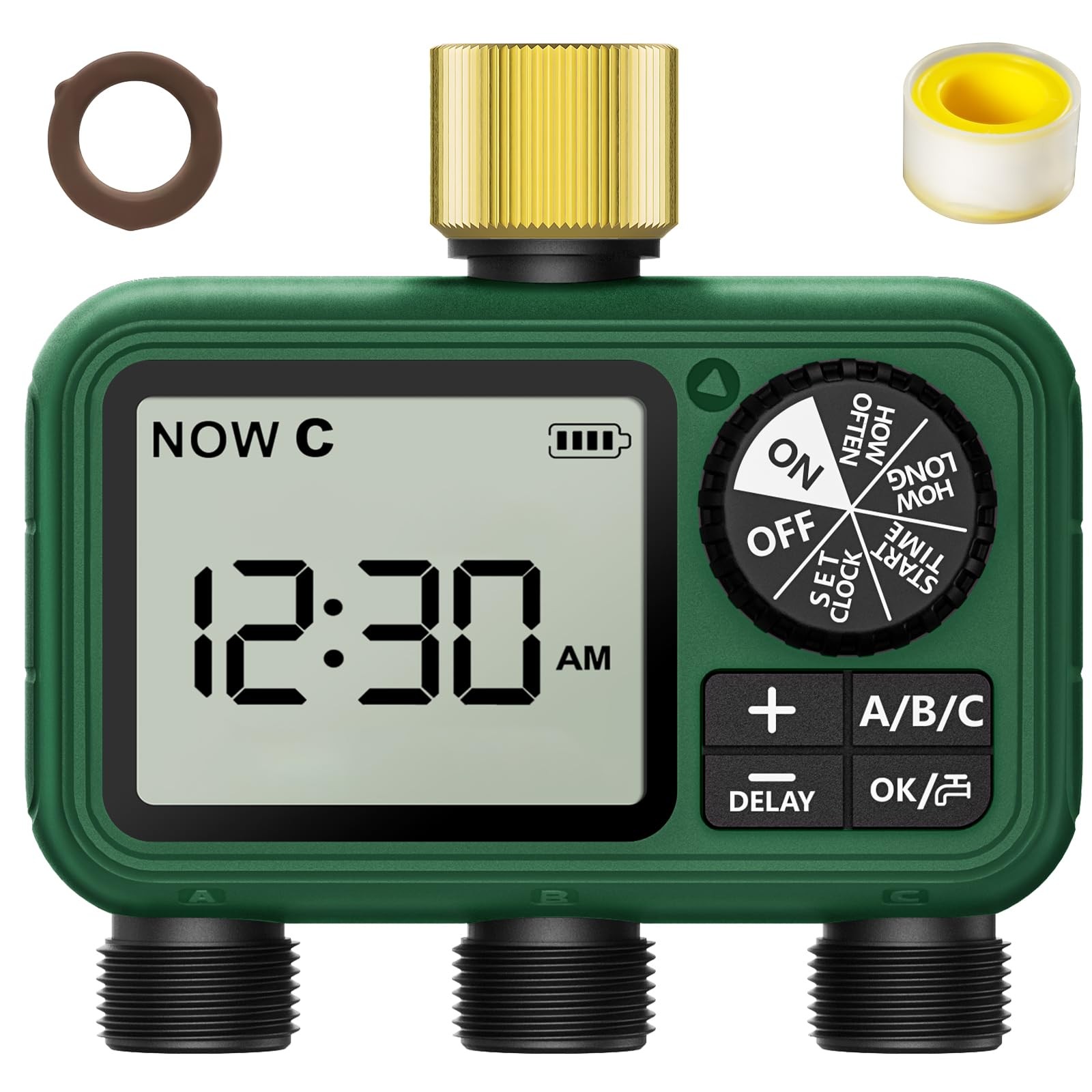 Xinfuture 3 Outlet Sprinkler Timer Brass Programmable Garden Hose Timer Rain