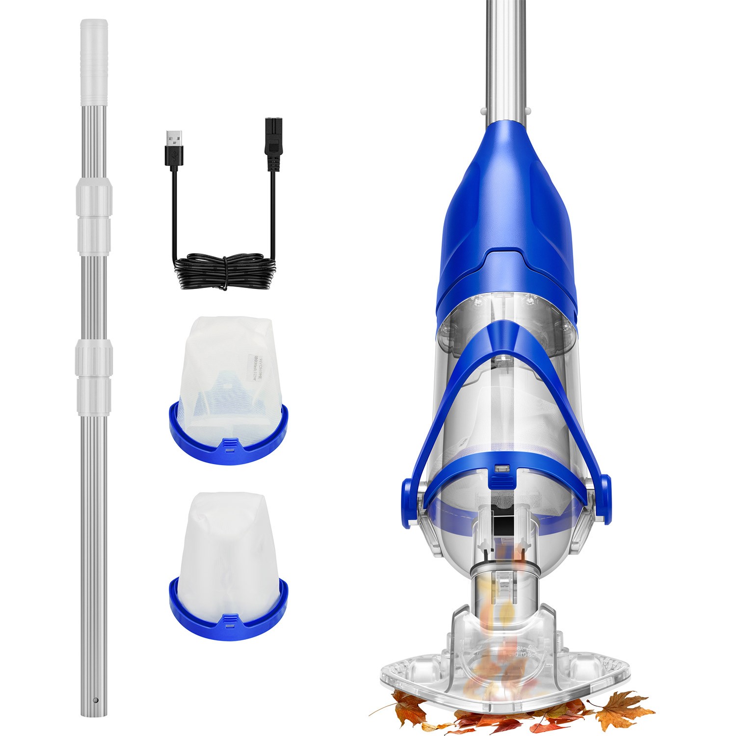 Cordless Pool Vacuum Cleaner 13.2GPM Handheld Rechargeable for Pools & Spas Blue