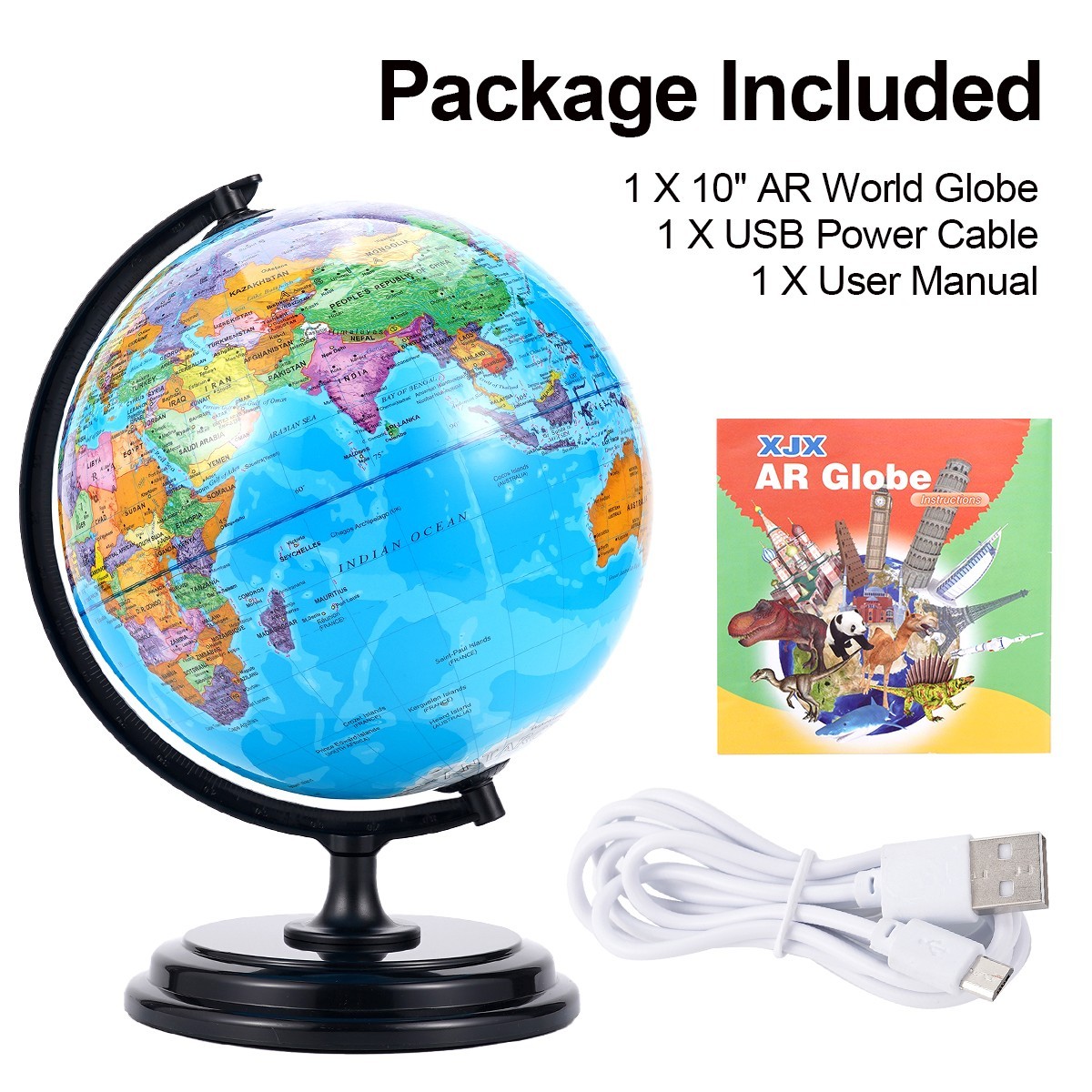10inch World Globe Educational Desk Globe Rotating World Map Globe with Stand