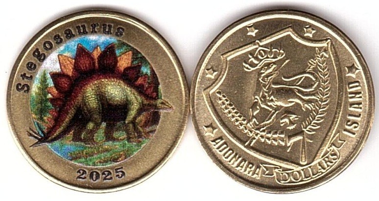 Adonara Island - 7 Dollars 2025 UNC Dinosaur Stegosaurus Lemberg-Zp