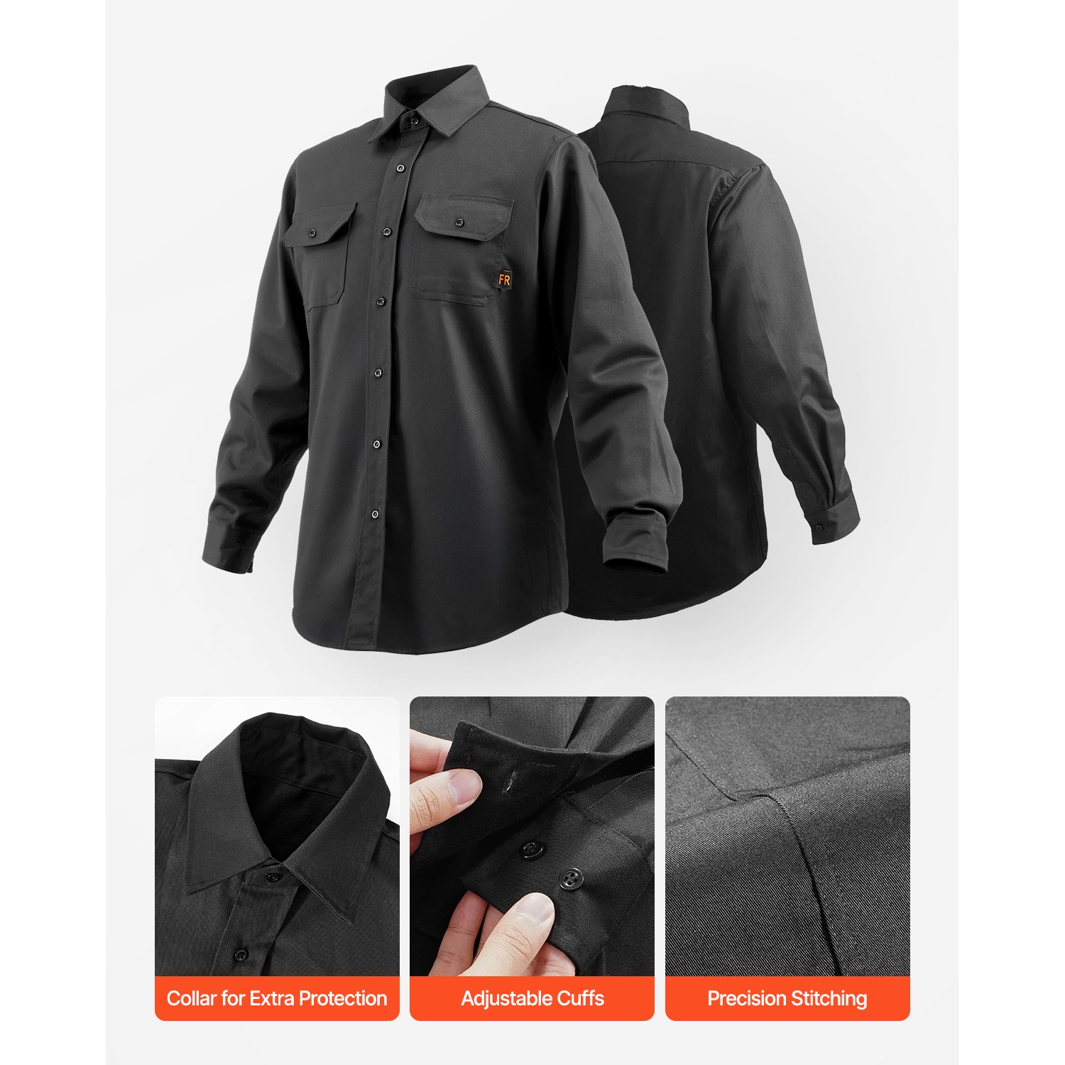 Flame-Resistant Welding Jacket M Size 7oz FR Cotton Welding Safety Jacket