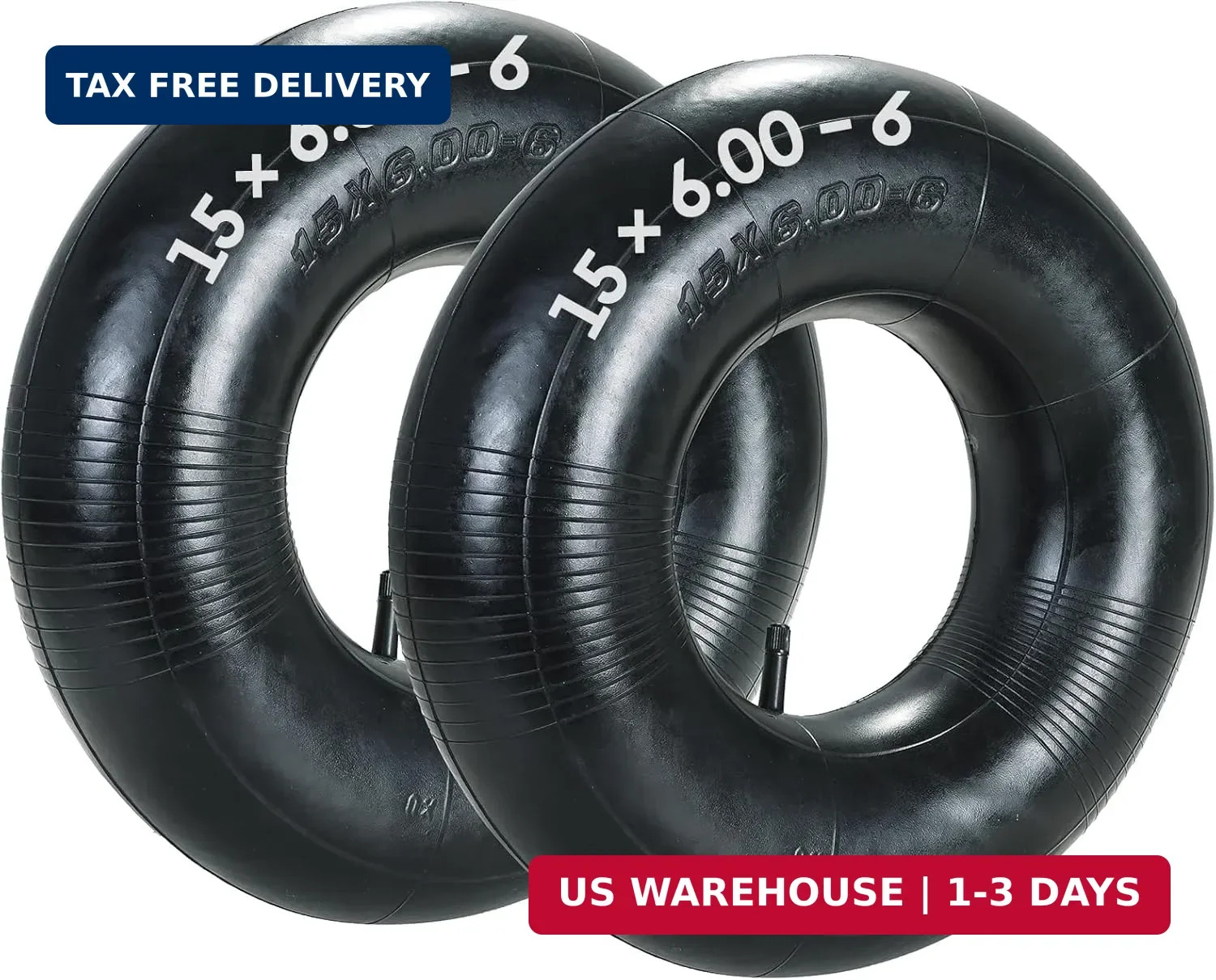 2 Pack 15x6.00-6" Inner Tubes, Heavy Duty Replacement Lawn Mower Tire Tubes with