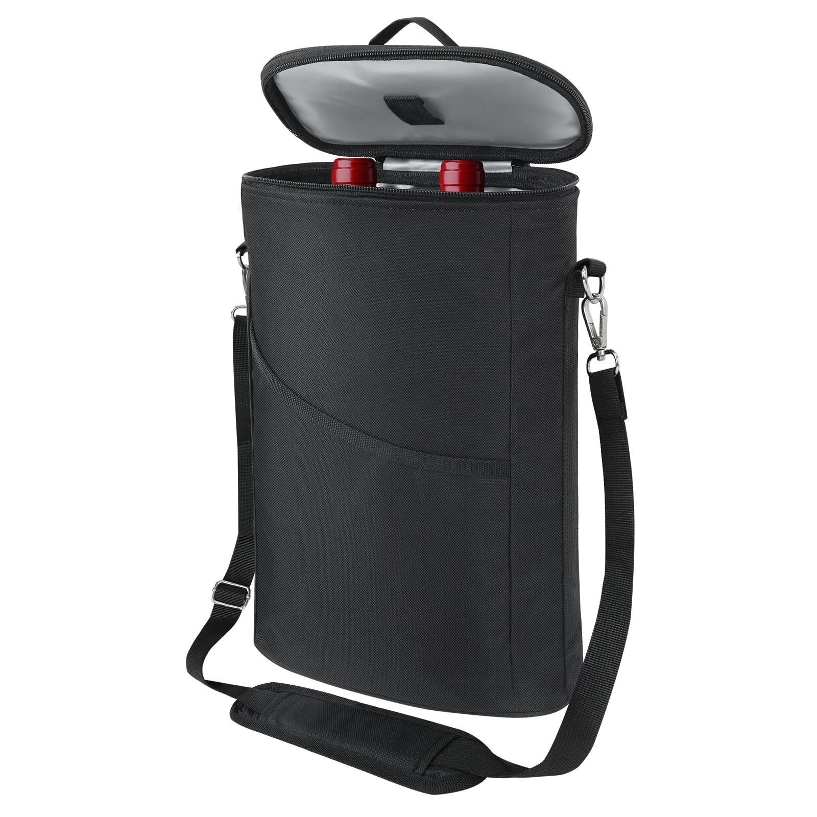 bruwaa 2 Bottle Wine Cooler Bag, Leakproof Insulated Padded 2 Bottles, Black